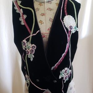 Double breasted black velvet vest size 10